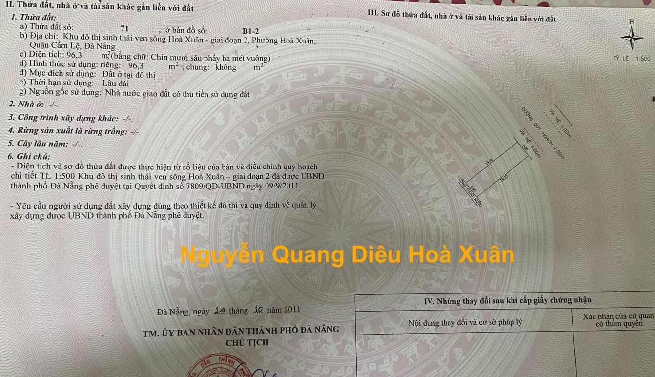 Bán lô đất đường Nguyễn Quang Diêu Hoà Xuân