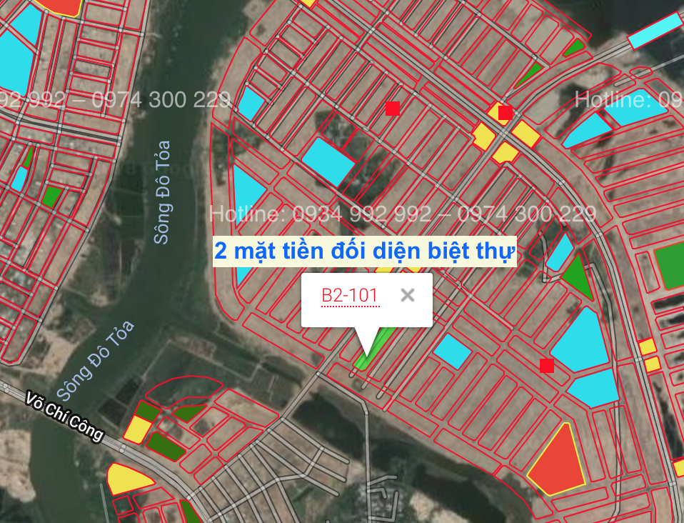Bán lô 2 mặt tiền b2.101 sau đường Minh Mạng
