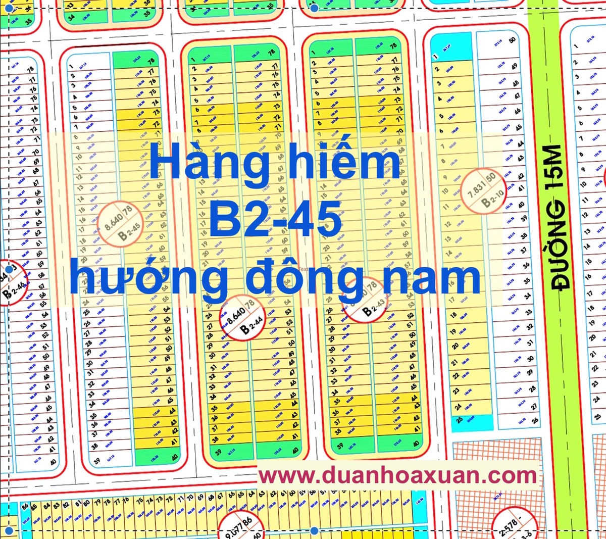 Bán rẻ nam hoà xuân b2-45 hướng đông nam