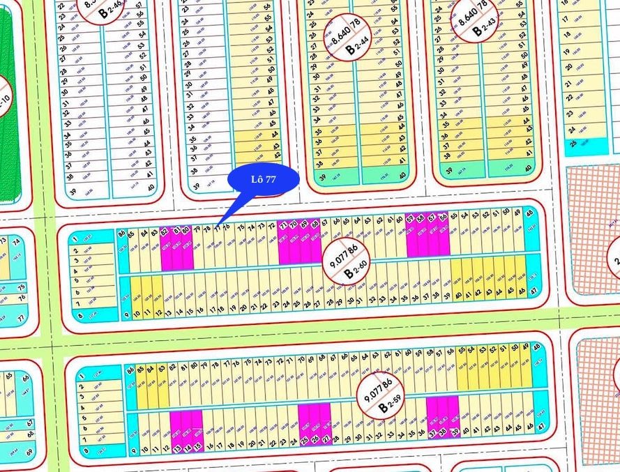 B2-60 lô 77 gần trục đường Minh Mạng, gần trục đường thông 10.5m