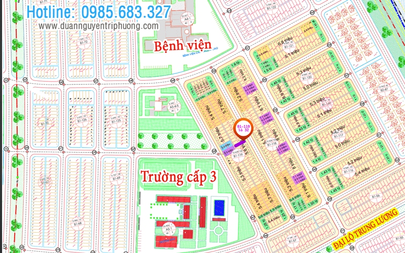 Bán đất khu đô thị sinh thái hoà xuân mở rộng B1-119 lô 32